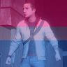 desmond miles from assassin's creed 3 with a bisexual flag overlay